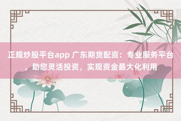 正规炒股平台app 广东期货配资:专业服务平台,助您灵活投资,实现资金最大化利用