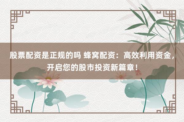 股票配资是正规的吗 蜂窝配资：高效利用资金，开启您的股市投资新篇章！
